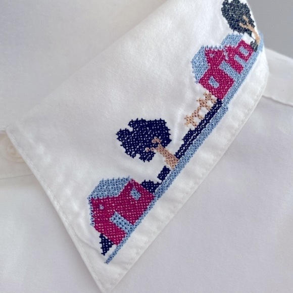 Alfred Dunner vintage cottage cross-stitch button down - Picture 7 of 10